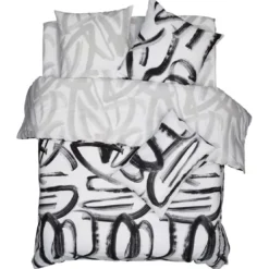 BecquetHousse de couette en coton réversible GALLERY style arty - noir/blanc