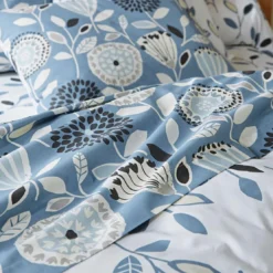 BecquetHousse de couette en coton réversible bleu motif floral - SEVENTIES