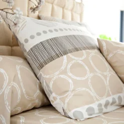 BecquetHousse de couette en coton rayures et cercles - Beige