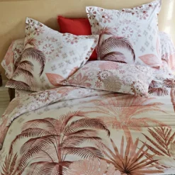 BecquetHousse de couette en coton réversible OASIS motif exotique - rose