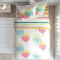 BecquetHousse de couette en coton réversible PETIOLES feuilles nervurées - blanc