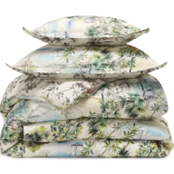 BecquetHousse de couette en coton réversible écru à motif paysage tropical multicolore - DOLCE VITA