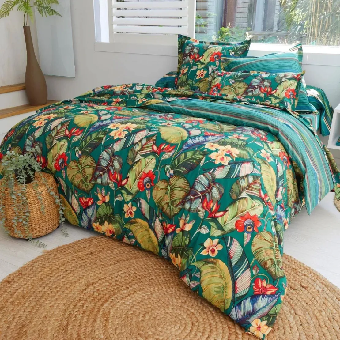 BecquetHousse de couette en coton réversible GEORGIA - vert