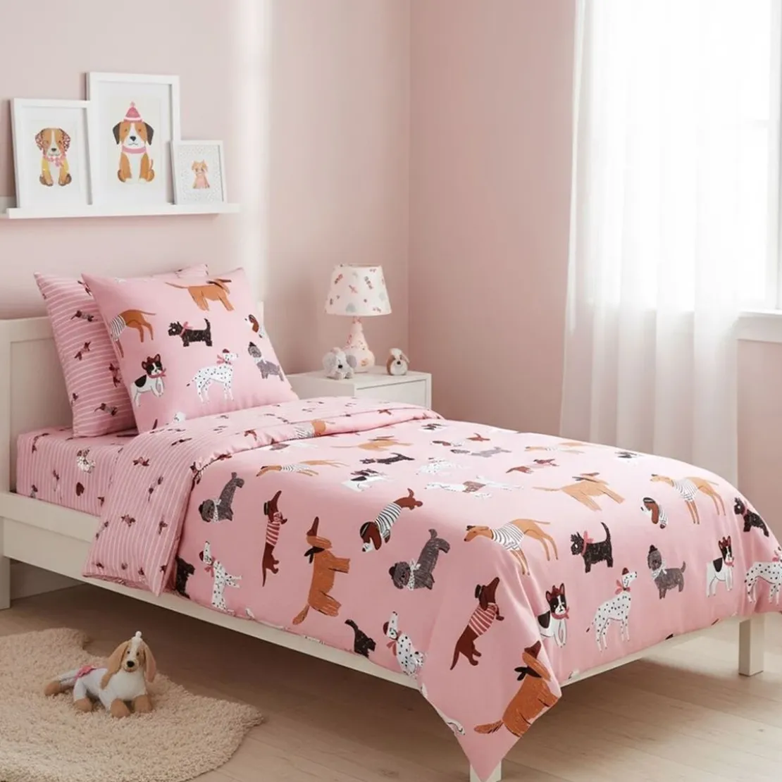 BecquetHousse de couette enfant en coton rose vieux rose - CHIEN CHIC