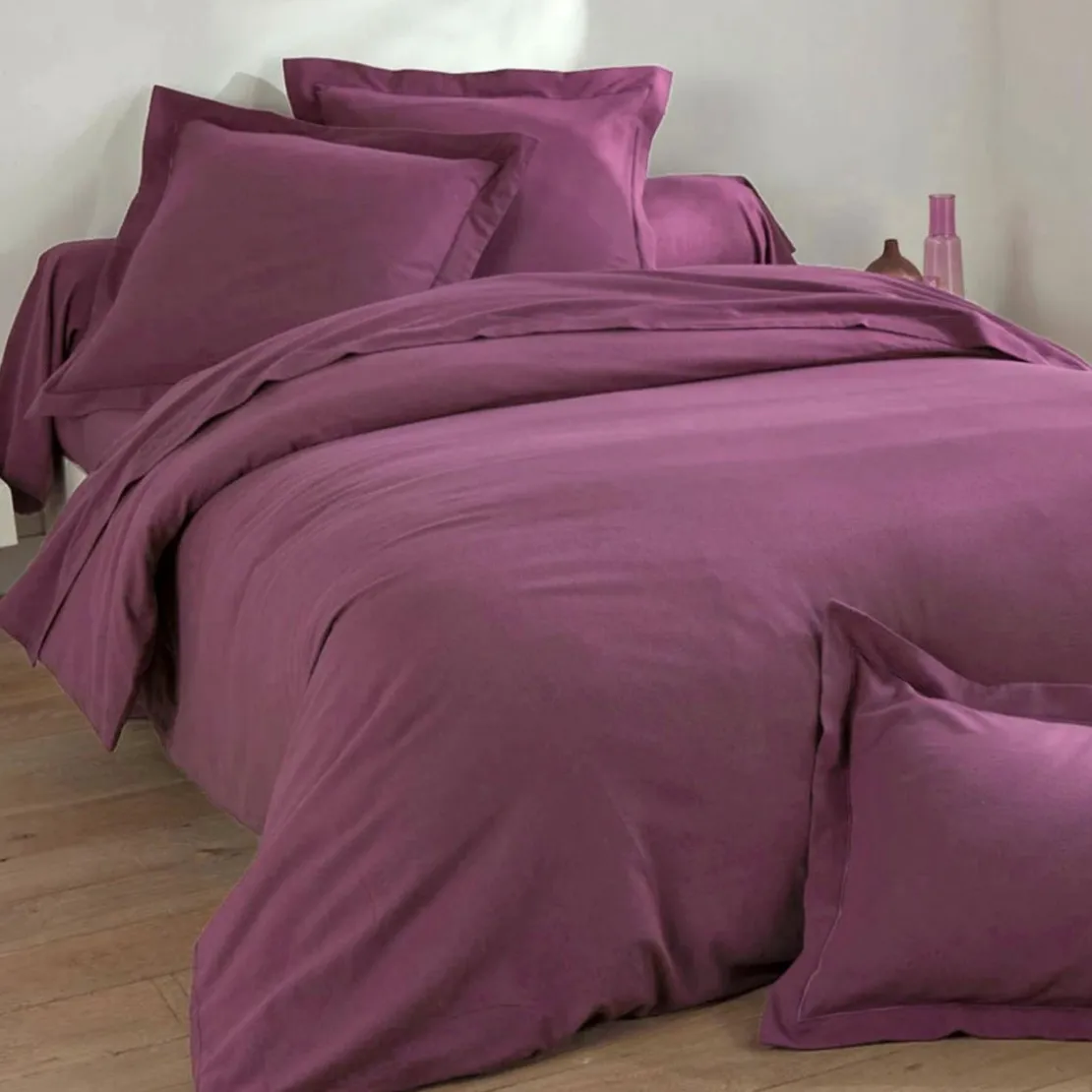 BecquetHousse de couette en flanelle uni LAUREAT, violet violine