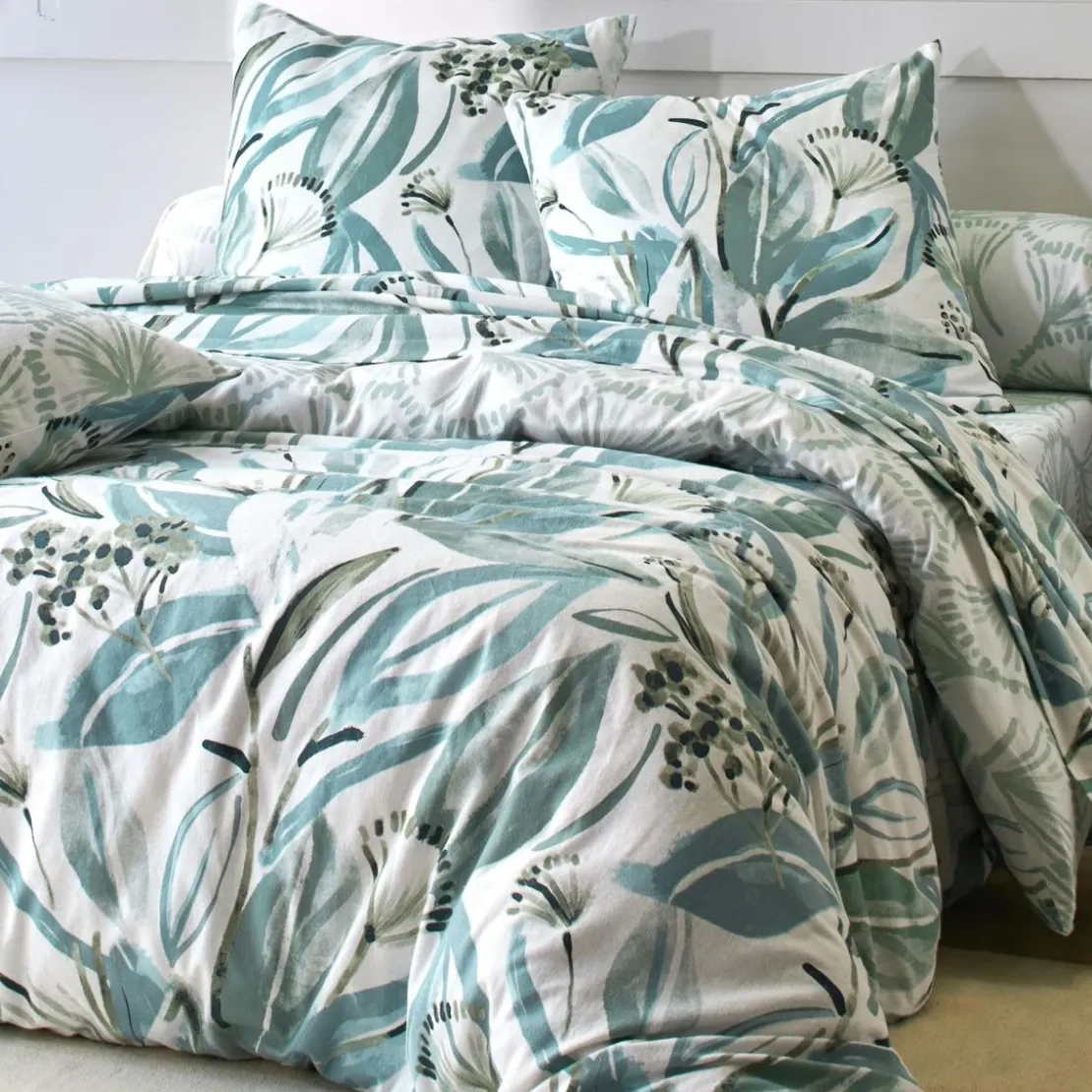 BecquetHousse de couette en flanelle réversible BLEU NATURE - bleu clair