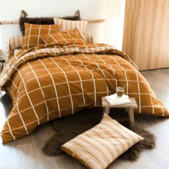 BecquetHousse de couette en flanelle réversible CARRU - marron