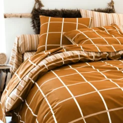 BecquetHousse de couette en flanelle réversible CARRU - marron
