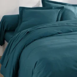 BecquetHousse de couette en flanelle uni LAUREAT, bleu canard