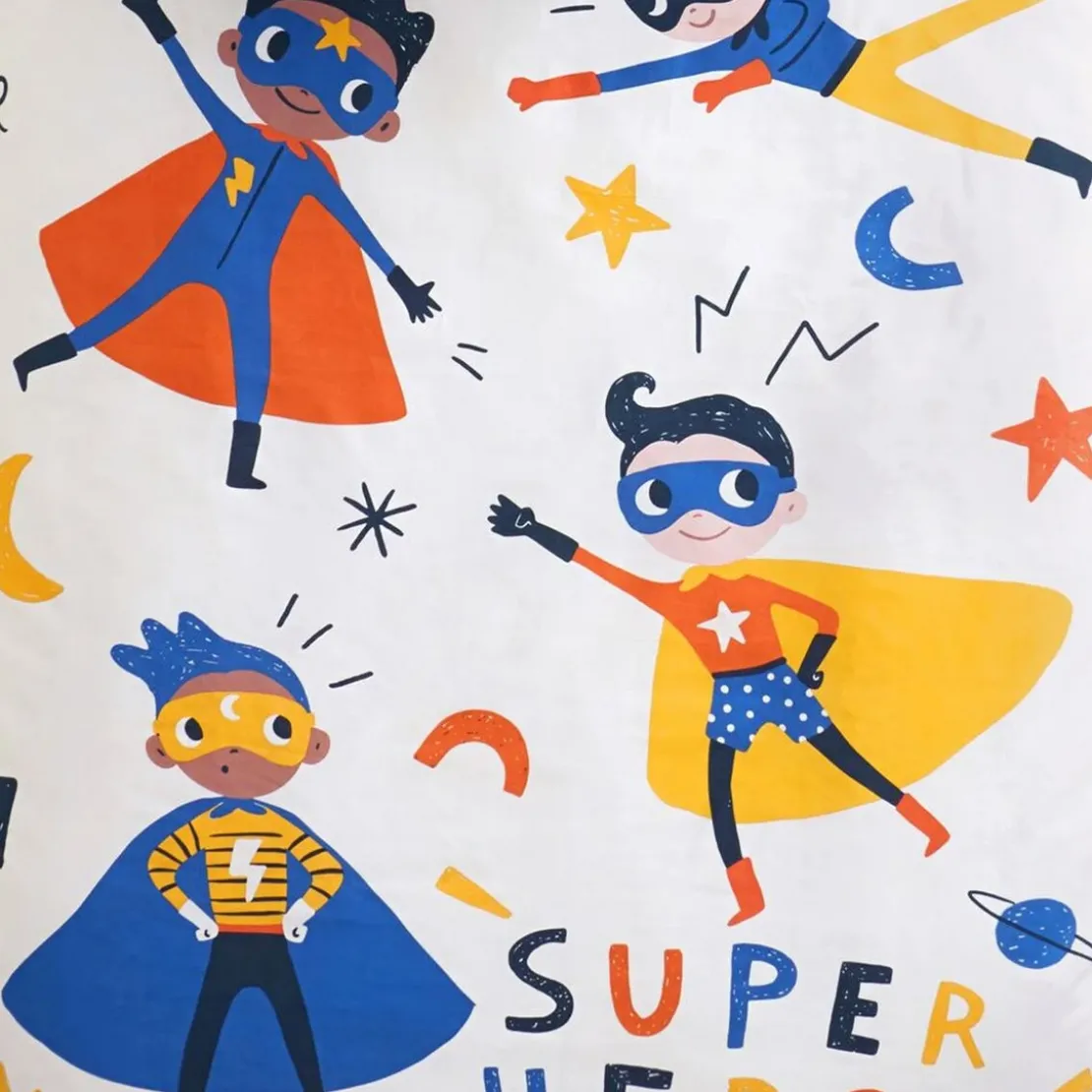 BecquetHousse de couette enfant en coton écru - SUPER HEROS