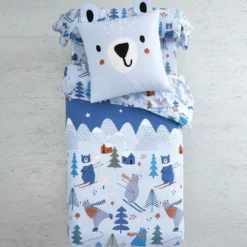 BecquetHousse de couette enfant en coton OURS - bleu