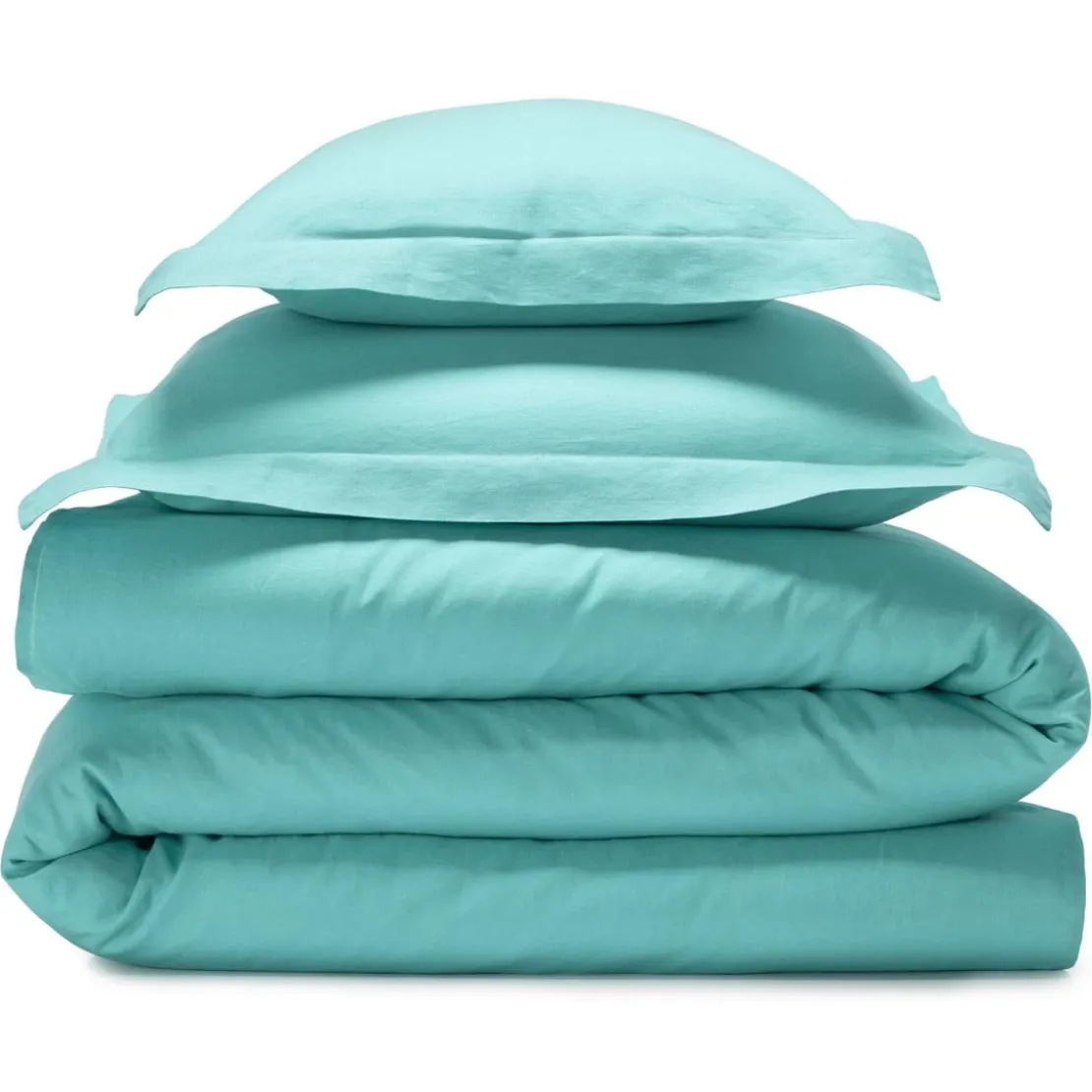BecquetHousse de couette en lin lavé uni LAUREAT bleu aqua