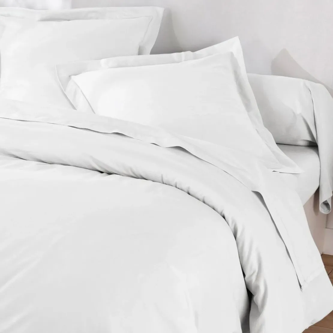 BecquetHousse de couette en lin uni Lauréat blanc Craie
