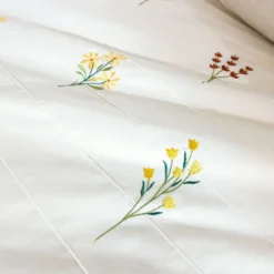 BecquetHousse de couette en percale de coton réversible FLEURETTES - blanc cassé