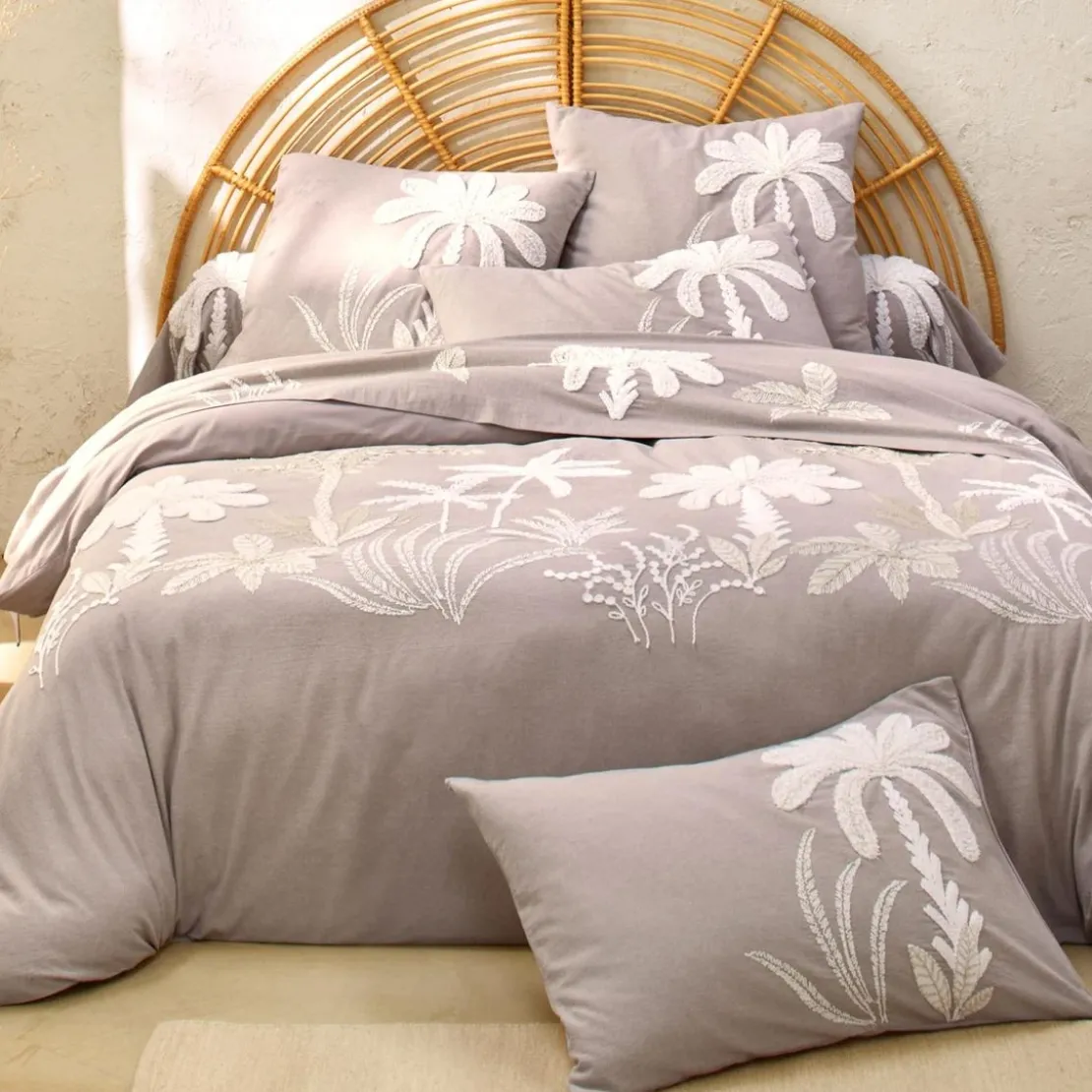 BecquetHousse de couette en percale de coton PORTE DU DESERT - gris