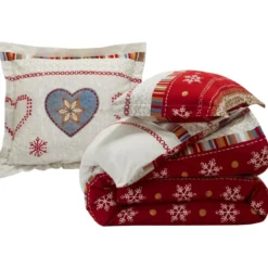 BecquetHousse de couette flanelle rouge à motifs cœurs et flocons - CŒUR DE FLOCON