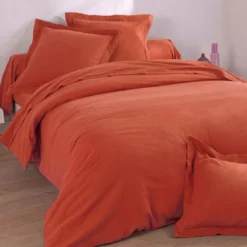 BecquetHousse de couette FLANELLE UNI -Terracotta