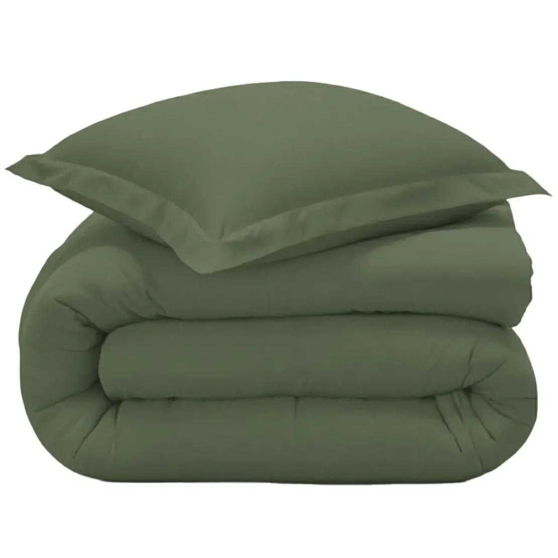 BecquetHousse de couette FLANELLE UNI - vert kaki