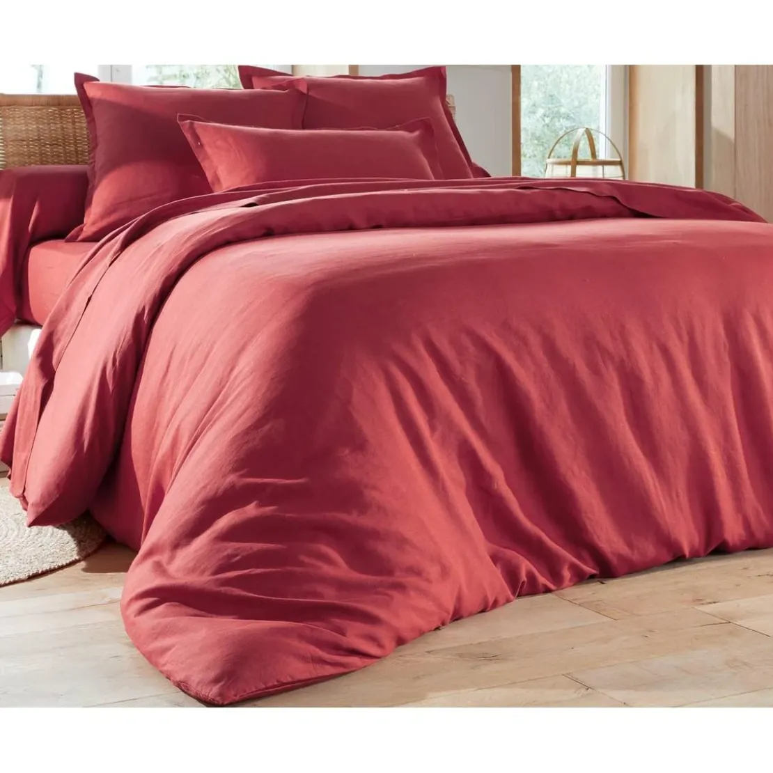 BecquetHousse de couette orange en lin