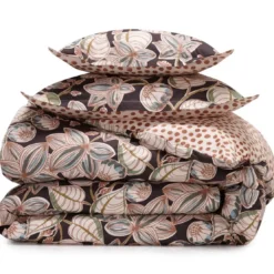 BecquetHousse de couette percale de coton réversible DR. GILI à motif feuillage - beige rose