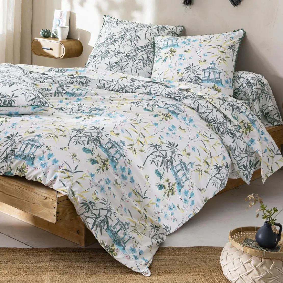 BecquetHousse de couette percale de coton HANOI - bleu