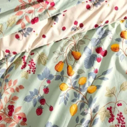 BecquetHousse de couette percale de coton CROQUER réversible vert d’eau