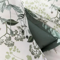 BecquetHousse de couette percale de coton blanche florale verte réversible - VERONIKA