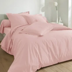 BecquetHousse de couette polycoton uni rose thé