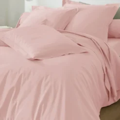 BecquetHousse de couette polycoton uni rose thé