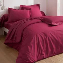 BecquetHousse de couette polycoton uni rose indien