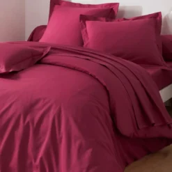 BecquetHousse de couette polycoton uni rose indien