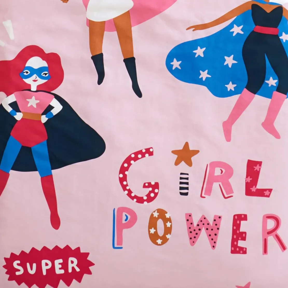 BecquetHousse de couette renfant éversible en coton rose - GIRL POWER