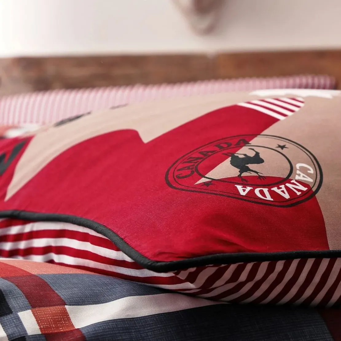BecquetHousse de couette réversible en coton rouge - NORTH AMERICA