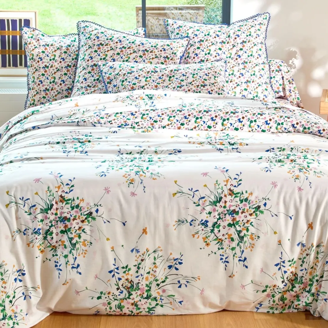 BecquetHousse de couette réversible en coton blanche à motif floral - VALSER