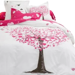 BecquetHousse de couette réversible en coton blanc - HEART TREE