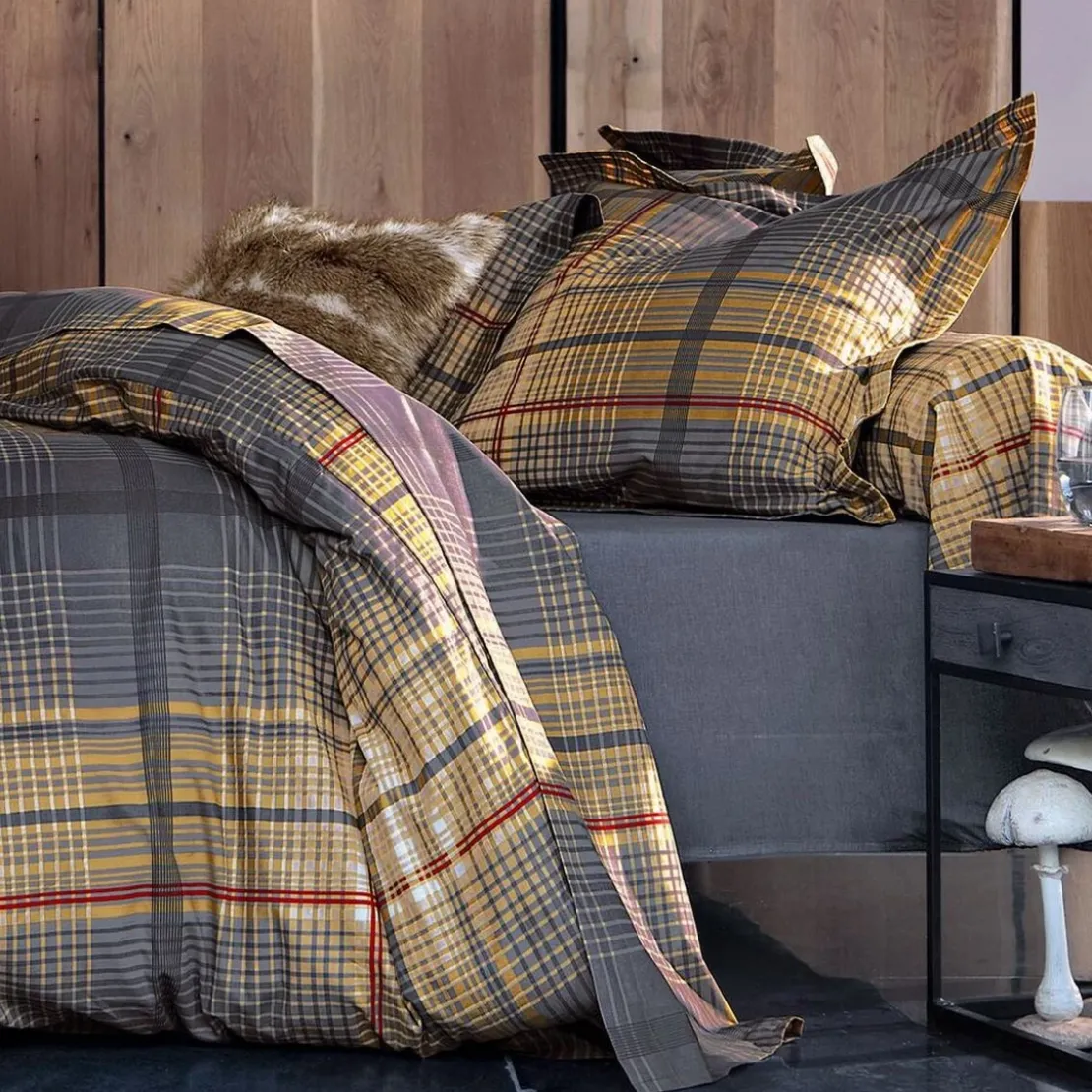 BecquetHousse de couette réversible en coton gris anthracite à carreaux écossais - ROBIN