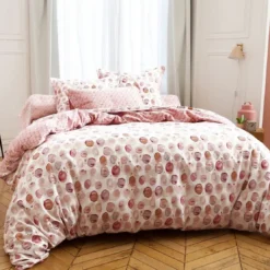 BecquetHousse de couette réversible en flanelle blanc cassé - PASTILLES FLANELLE