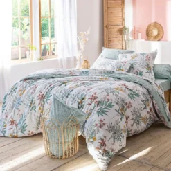 BecquetHousse de couette réversible en coton blanc cassé - LEANE