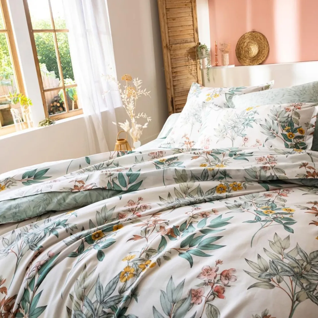 BecquetHousse de couette réversible en coton blanc cassé - LEANE
