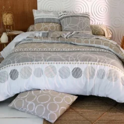 BecquetHousse de couette réversible en polycoton taupe - EXPRESSO POLYCOTON