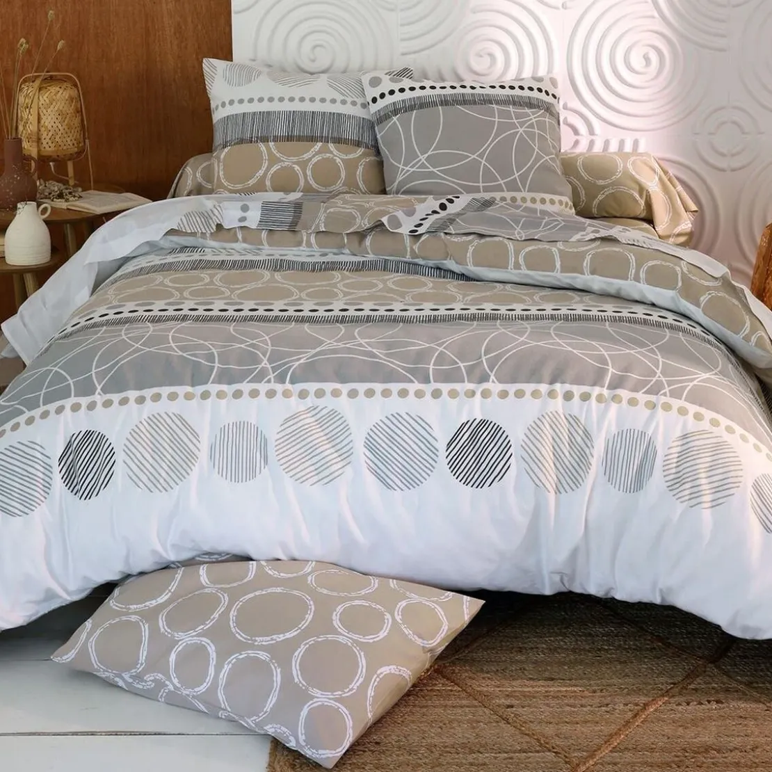 BecquetHousse de couette réversible en polycoton taupe - EXPRESSO POLYCOTON