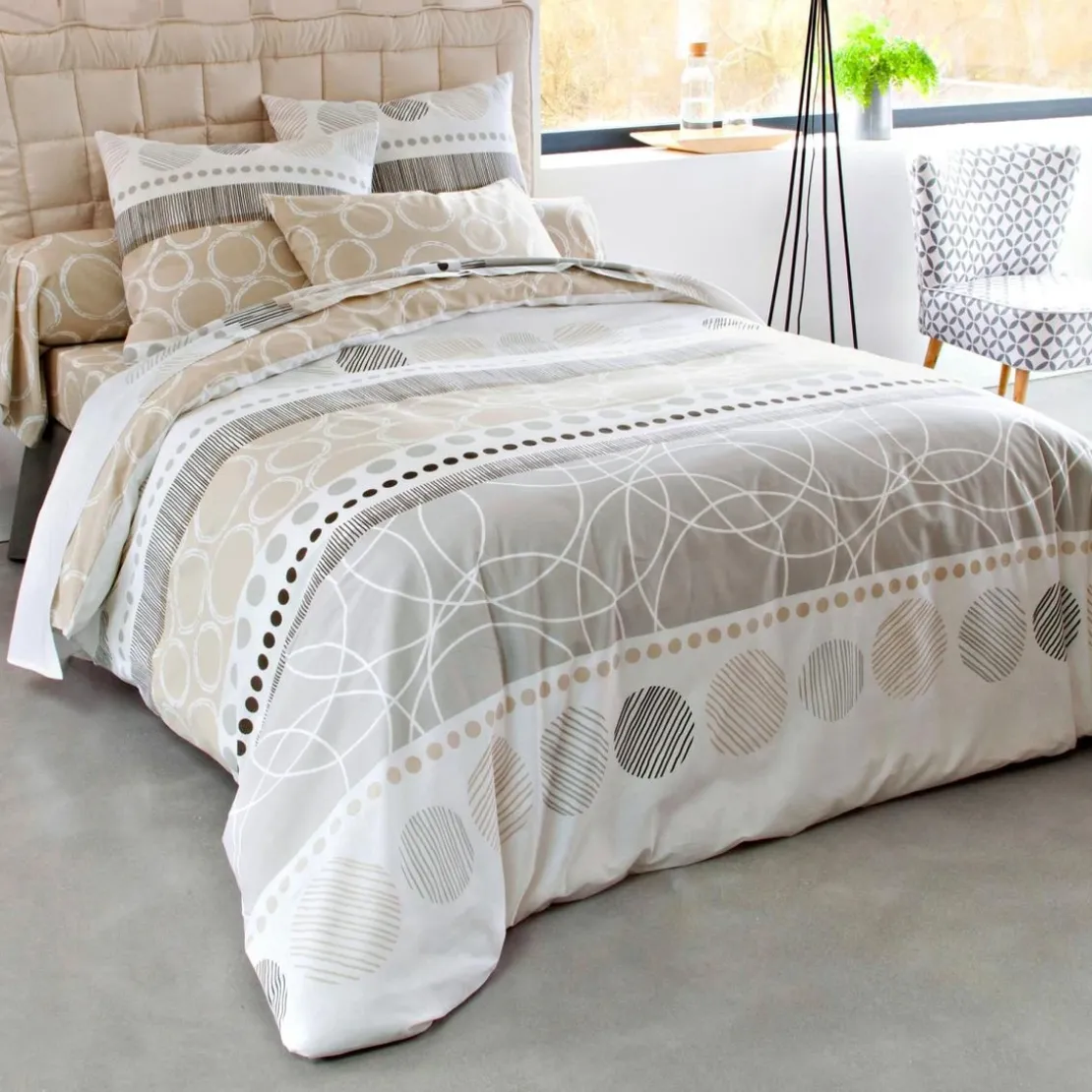 BecquetHousse de couette réversible en polycoton taupe - EXPRESSO POLYCOTON