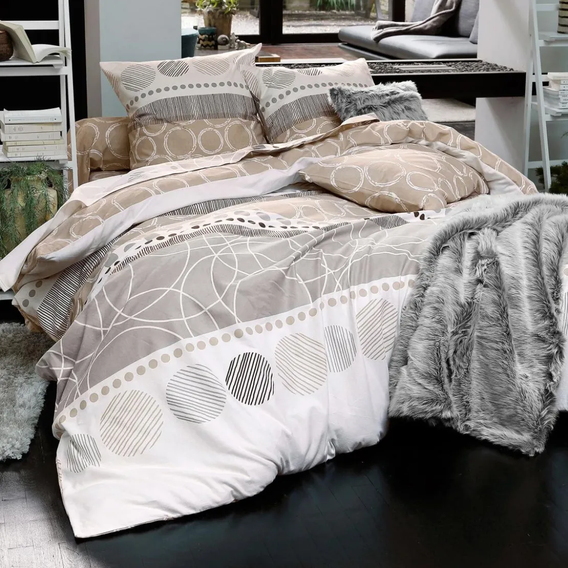 BecquetHousse de couette réversible en polycoton taupe - EXPRESSO POLYCOTON