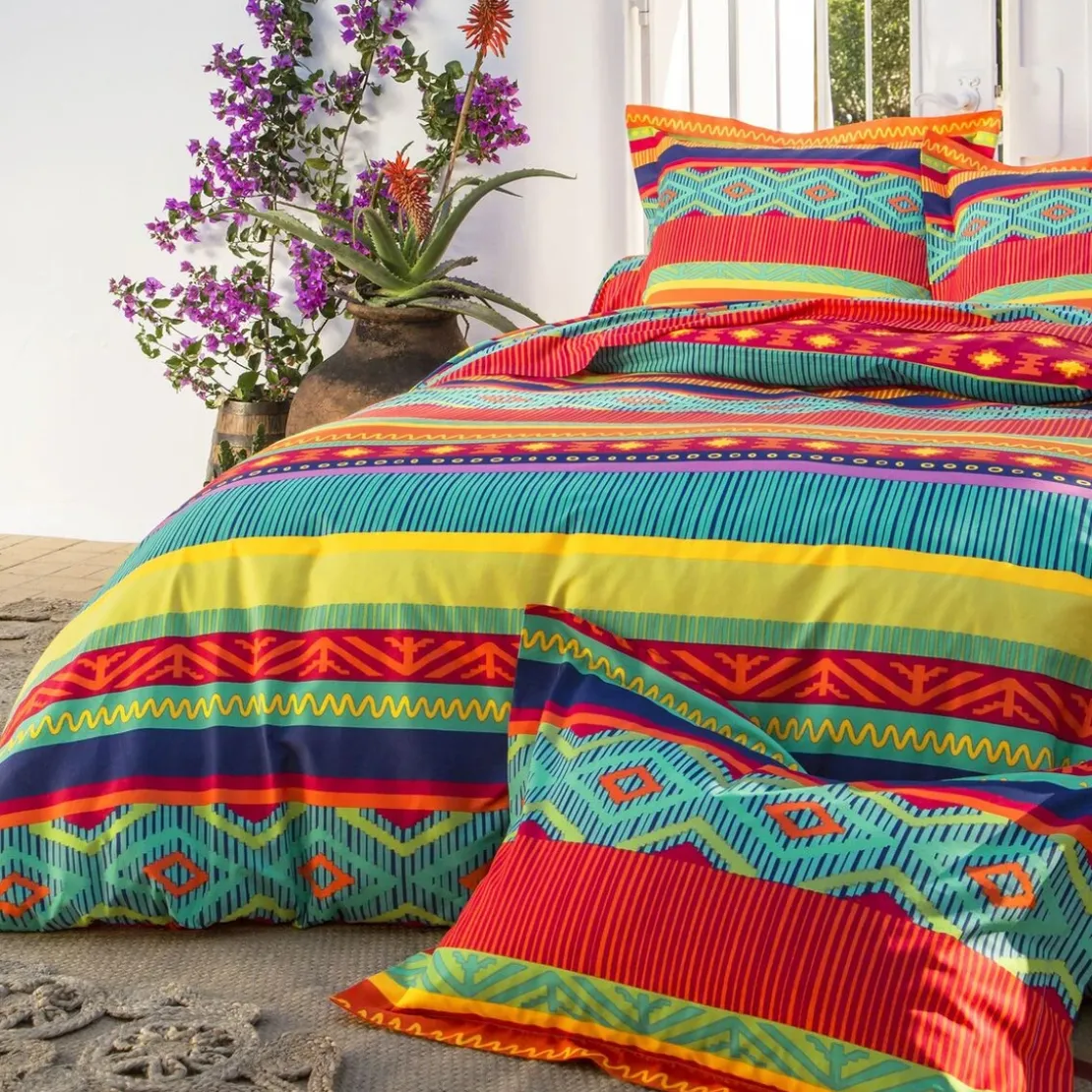 BecquetHousse de couette réversible en coton motifs ethniques multicolore - EL GRINGO