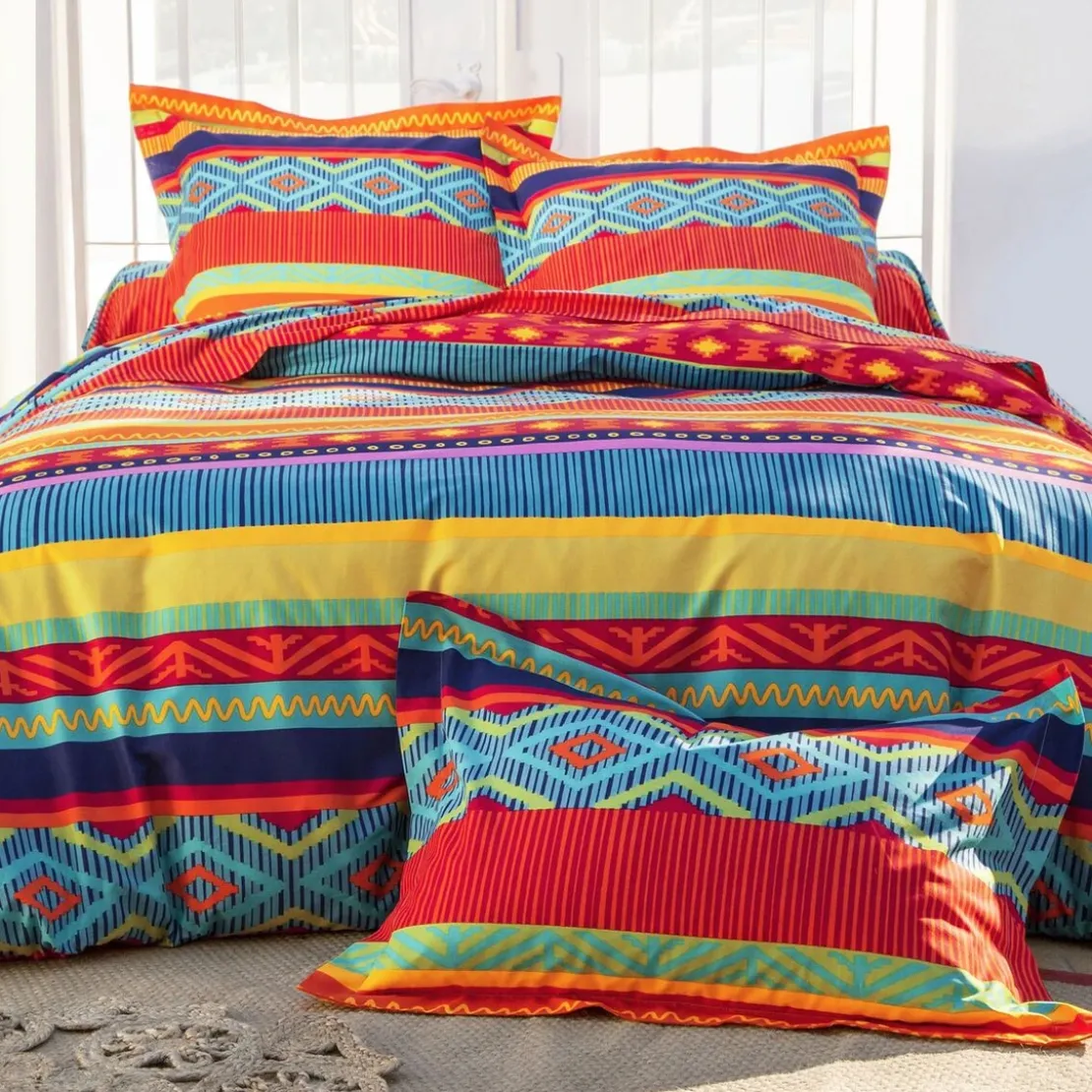 BecquetHousse de couette réversible en coton motifs ethniques multicolore - EL GRINGO