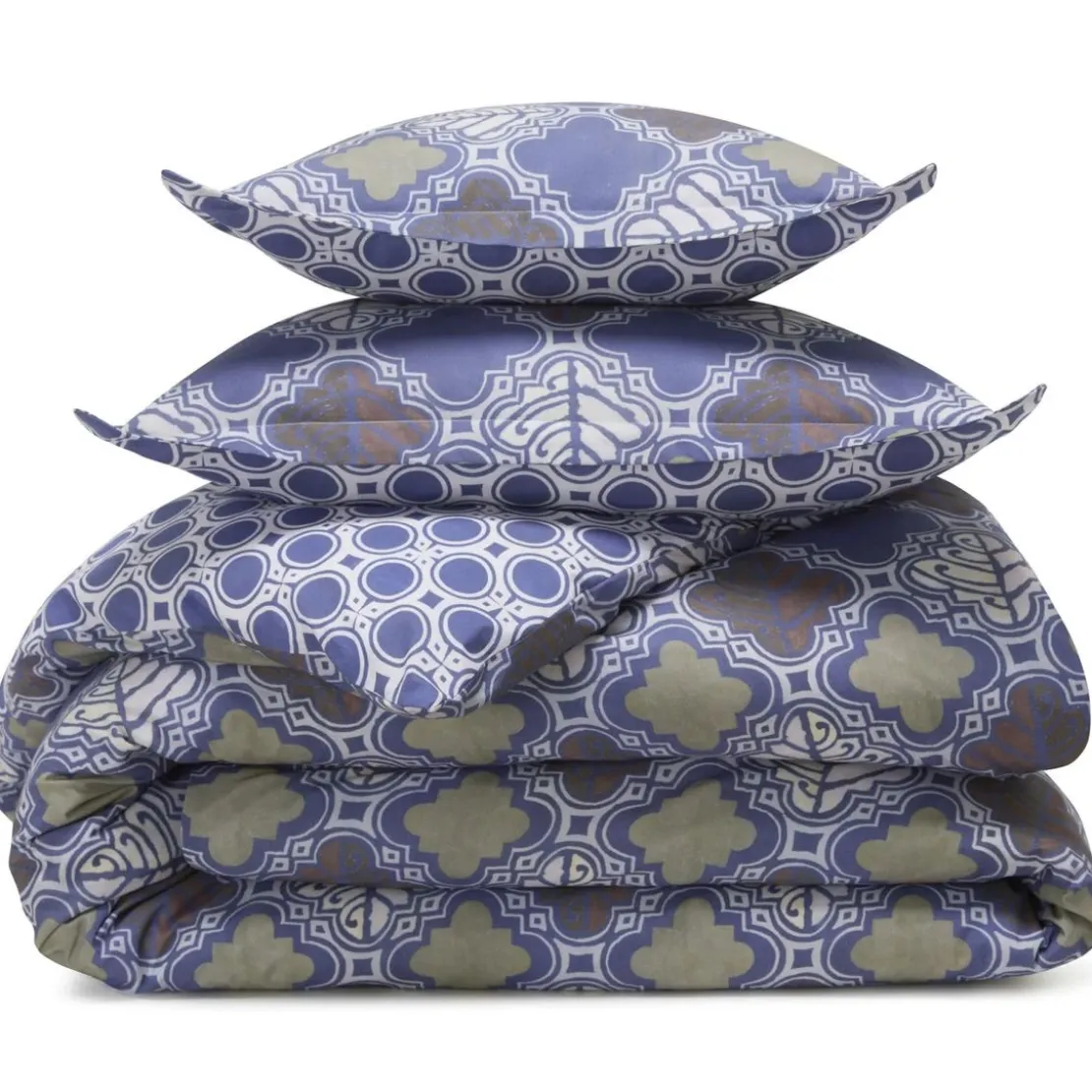 BecquetHousse de couette réversible en coton bleu marine - AFRO GEO