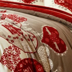 BecquetHousse de couette réversible en flanelle rouge - VALMOREL