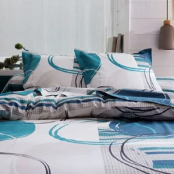 BecquetHousse de couette réversible en coton blanc à motifs cercles et rayures - CAP ÉTÉ
