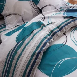 BecquetHousse de couette réversible en coton blanc à motifs cercles et rayures - CAP ÉTÉ