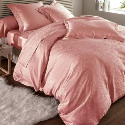 BecquetHousse de couette réversible en satin de coton rose poudré - SUZANNA